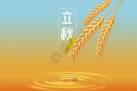 小麦耳朵立秋创意蚂蚱小麦gif动图高清图片