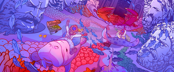 辛巴达历险记神秘的海底世界插画插画