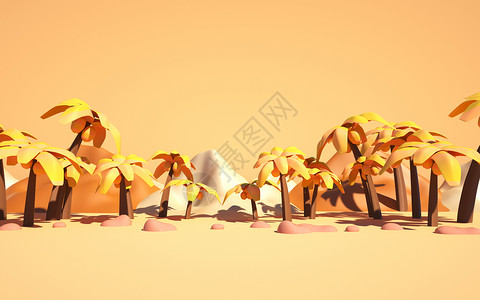 树木椰子树c4d秋季森林设计图片