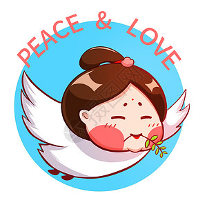 让爱更自由唐宫小仕女卡通形象peace插画