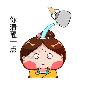 左边一点唐宫小仕女卡通形象清醒一点配图插画