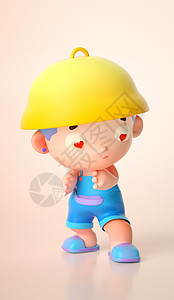 人物形象设计可爱呆萌小男孩IP模型C4D人物动态插画