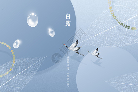 飞翔的白鹭创意新中式白露设计图片
