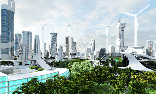 3D未来新能源城市高清图片