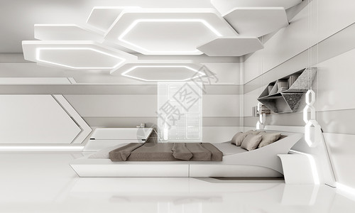 3D高科技卧室背景图片