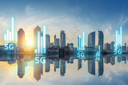 5G互联科技城市背景图片