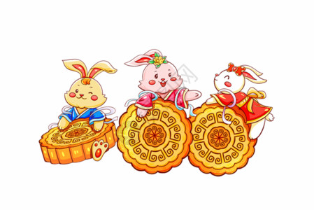 宝宝吃饼干中秋节月兔GIF高清图片