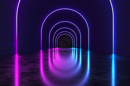 红蓝科技背景霓虹隧道空间背景设计图片