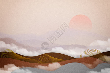 金銮湾大气红日国风山水设计图片