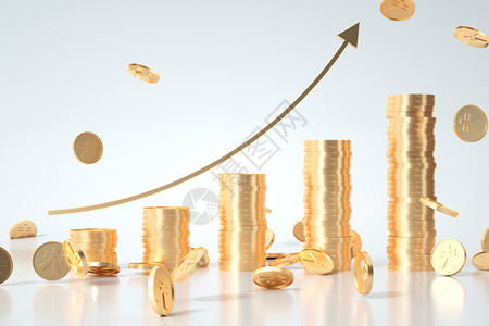 金融文化金币上升曲线背景设计图片