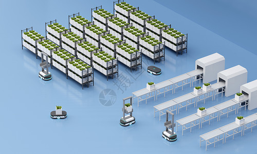 很多蔬菜3D自动化农业场景设计图片