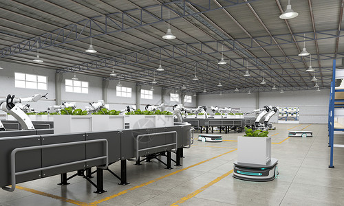 水果工厂3D自动化农业场景设计图片