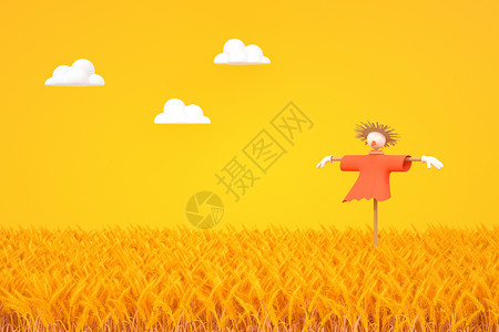 收割的季节秋天黄色简约稻田背景设计图片