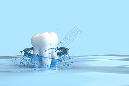 牙齿立体素材三维牙齿清洁场景设计图片