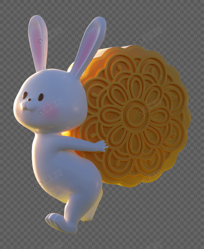 背月饼的兔子图片