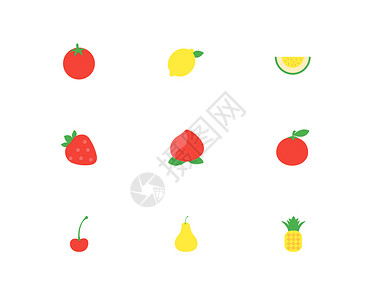 水果蔬菜简洁可爱图标背景图片