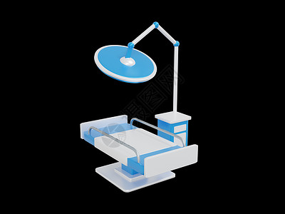 医疗床元素3D医疗机器手术台无影灯插画