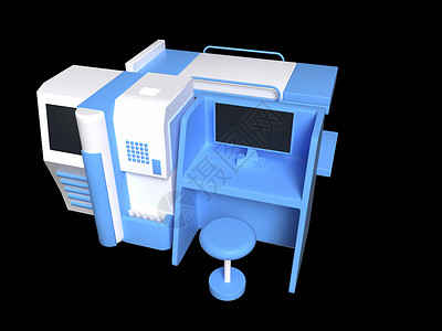 械喇C4D蓝白电脑医疗机器3D立体元素插画