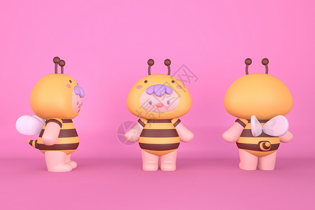 C4D蜜蜂女孩卡通IP模型高清图片