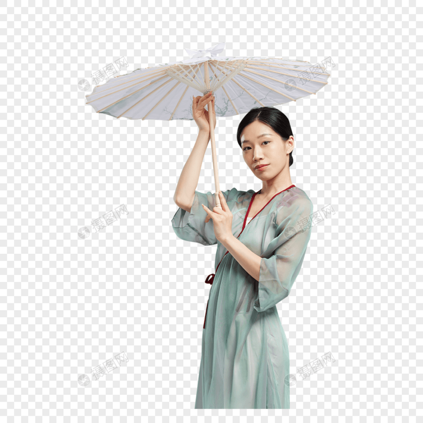 东方女性手拿油纸伞图片