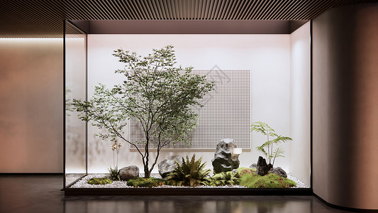 新中式庭院格伦凯恩玻璃高清图片