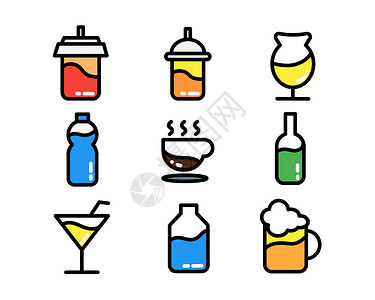 食虫草彩色ICON饮料图标插画