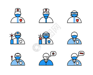 蓝色医疗人物图标图片