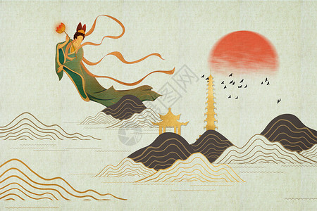 月色山中国风中秋背景设计图片