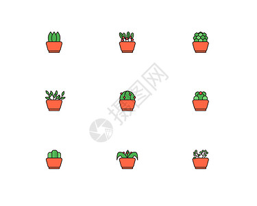 简洁绿植盆栽图标图片