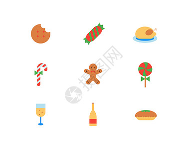 吃火鸡棕色扁平风圣诞节图标插画