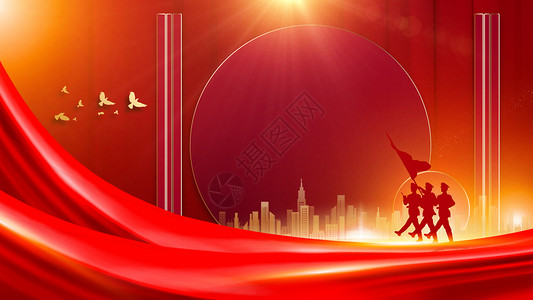 十月1红金国庆节背景设计图片