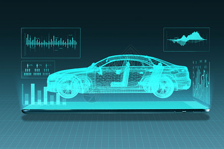 数字化未来感新能源汽车全息制造设计图片