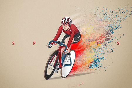 自行车骑行创意大气彩色粒子骑行背景设计图片