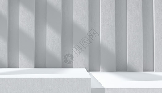 白色简约盒子极简白色光影展台设计图片