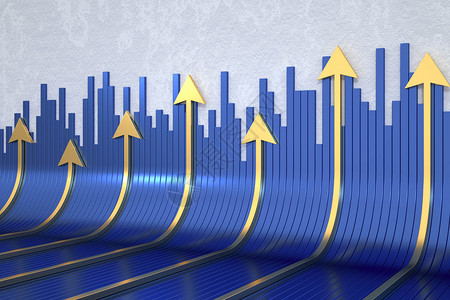 炫彩黄色立体箭头商务金融曲线设计图片