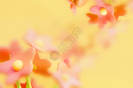 立体玻璃风秋天花朵背景图片