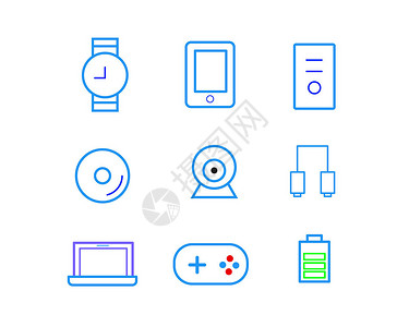 游戏icon蓝色生活用品线条矢量元素插画