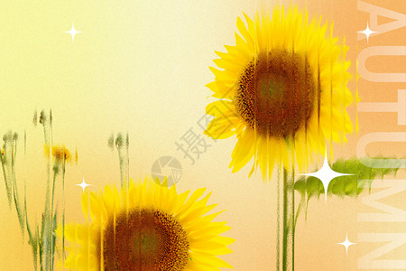 弥散玻璃风花朵背景大气向日葵玻璃风秋天背景设计图片