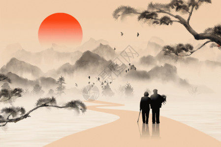 重环纹复古国风重阳节背景GIF高清图片