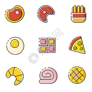美味披萨展架设计彩色icon图标美味美食插画