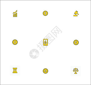 金融指标黄色金融行业矢量图标插画