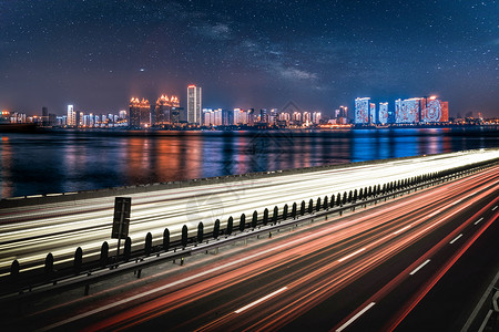 夜晚高架桥唯美高架桥城市夜景大气汽车公路背景设计图片