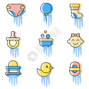 小黄鸭气球icon图标母婴生活插画