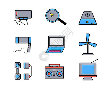 热水器图标多色生活主题生活矢量元素套图插画