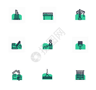 吊车图片绿色建筑行业矢量图标插画