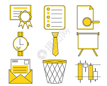股票元素黄色可爱商务SVG图标元素插画