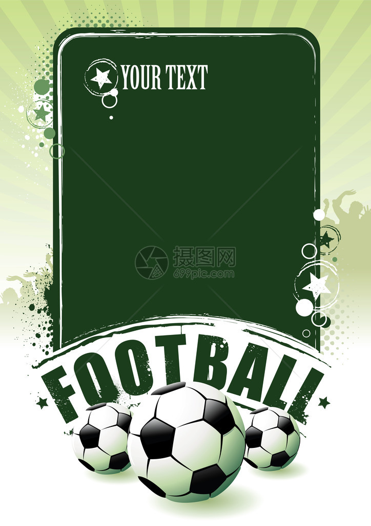 足球横幅球在绿色背图片