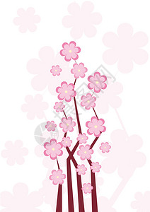 春天背景与盛开的粉红色花朵图片