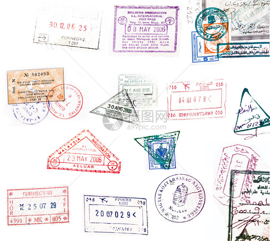 签证邮票图片