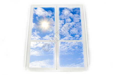 维耶窗口天空和太阳概念图像Viev从天空插画